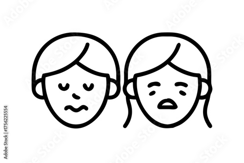 Women face vector, Various facial expression variation set for women in their 40s