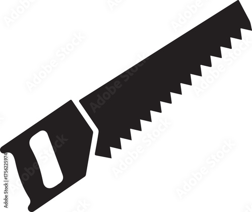 Hand saw silhouette icon vector, hand saw silhouette logo, cutting wood logo icon, hand saw silhouette vector illustration