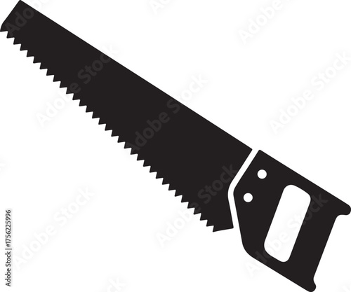 Hand saw silhouette icon vector, hand saw silhouette logo, cutting wood logo icon, hand saw silhouette vector illustration
