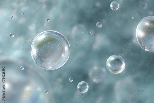 Wallpaper Mural Bubbles floating gracefully in a serene blue background during daylight Torontodigital.ca