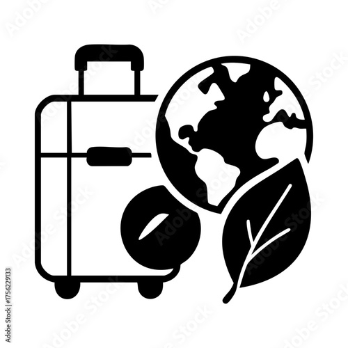 Sustainable Travel Icon with Earth and Suitcase