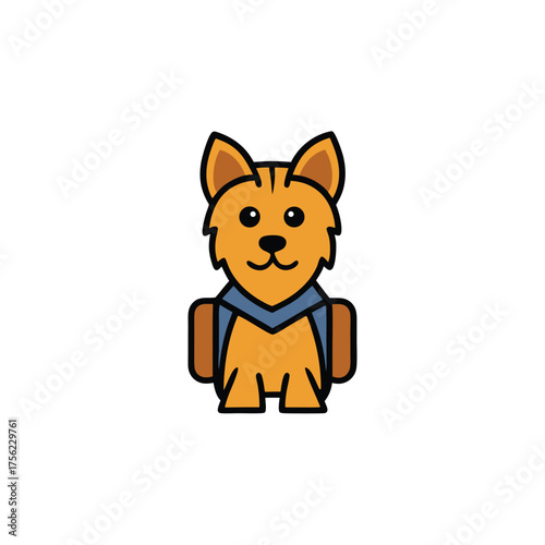 Funny yorkshire terrier mascot logo cartoon puppy character vector illustration