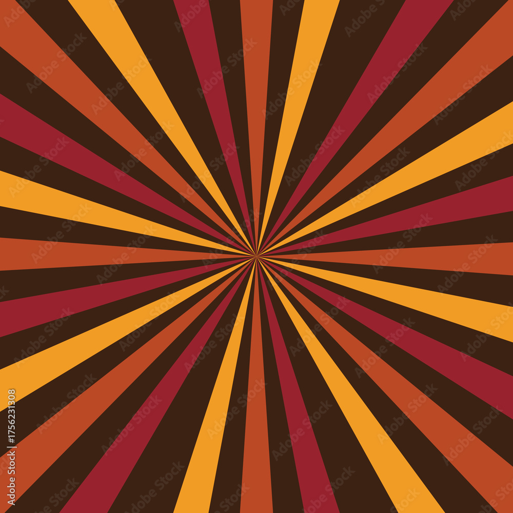 Obraz premium Retro abstract sunburst pattern with warm autumnal hues and radial burst effect