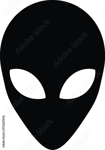 Grey alien head vector illustration icon silhouette 
