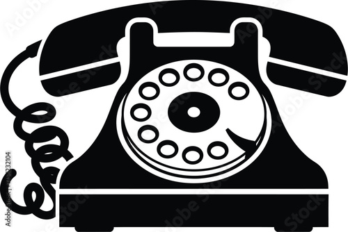 Rotary dial telephone landline vector illustration silhouette