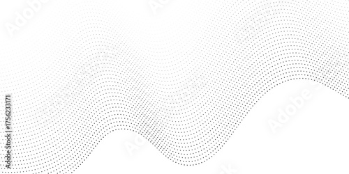 Line Flowing dots particles nice wave pattern halftone black gradient curve noise. Abstract