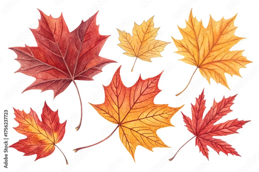 Fototapeta premium Vibrant autumn maple leaves arranged together for seasonal beauty