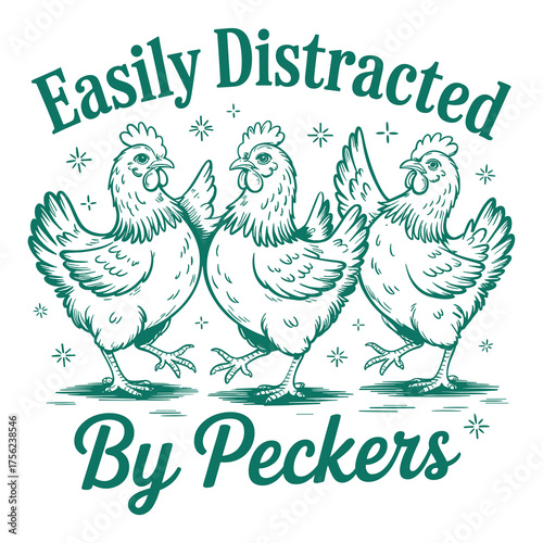 Funny chicken quote cute farm animal humor illustration playful cartoon design for t shirt and novelty artwork