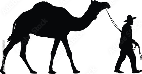 Wallpaper Mural Camel guide silhouette cartoon illustration, traditional travel and cultural livelihood concept artwork for lifestyle and symbolic design Torontodigital.ca