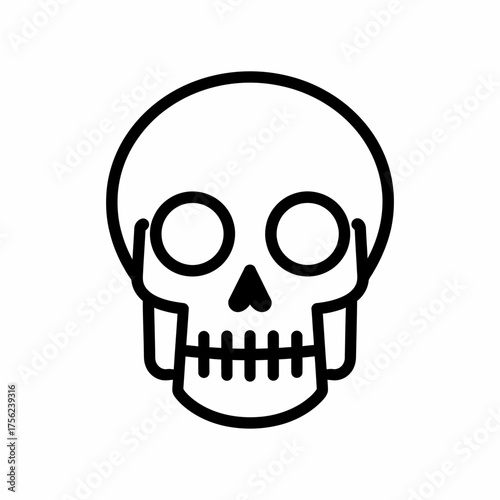 Stylized black outline icon of a human skull, a potent symbol for mortality, danger, and gothic aesthetics. Perfect for Halloween or anatomical designs