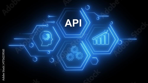 Abstract neon Hud knowledge ability business gear icon Glowing neon line concept. Glowing 