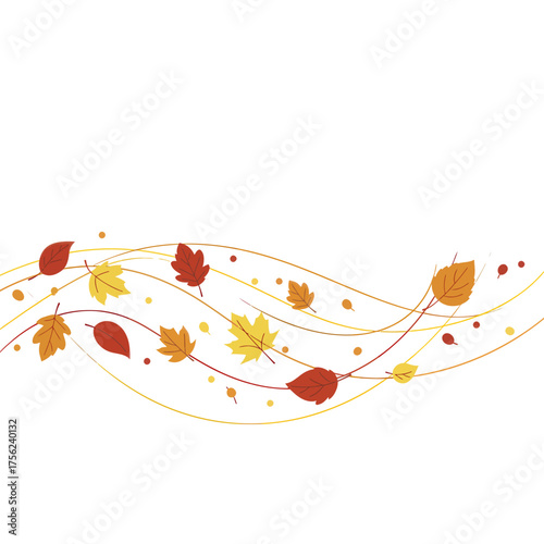 Vibrant fall foliage illustration with red, orange, and yellow leaves