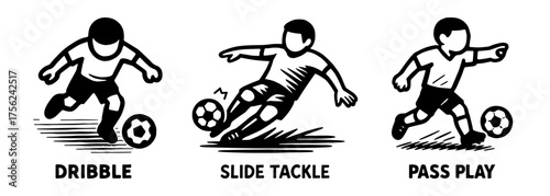 サッカーアクション( ドリブル・タックル・パス)、Soccer Action(Dribble, Tackle, Pass)

