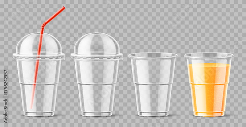 Plastic Cup. Realistic Takeaway Transpar
