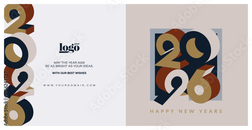 2026 logo and premium wish card colorful style. Happy new Year.