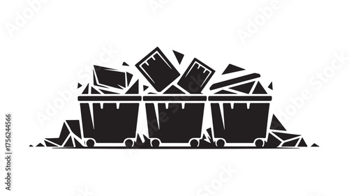 Mining carts overflowing with precious minerals and raw ore, symbolizing industry, extraction, and wealth generation for commercial use