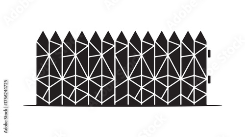 Striking modern geometric fence pattern graphic design creating a contemporary boundary with bold abstract shapes for architectural concepts and visual branding projects