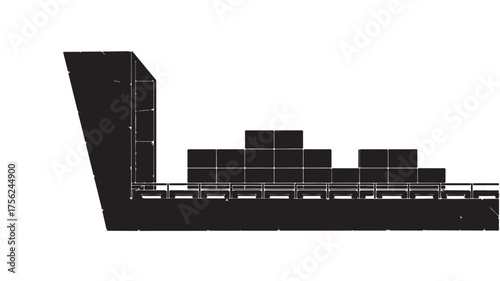 Dynamic geometric representation of a modern cargo ship loaded with containers, symbolizing global trade and logistics innovation, perfect for industry and transport concepts.