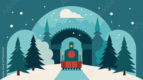 Train traveling through a winter wonderland