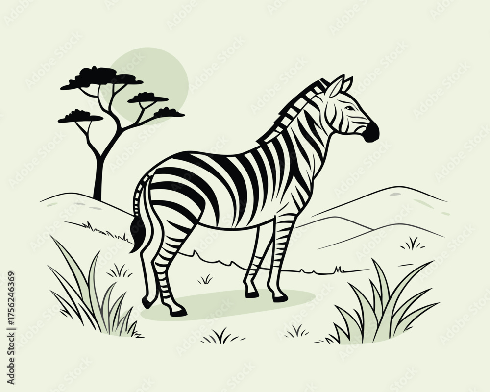Fototapeta premium Wild forest animals line art illustration for coloring book