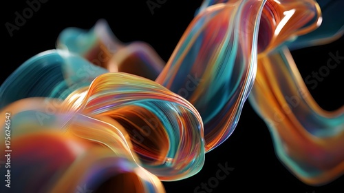 AI-generated abstract 3D sculpture with glowing colors, symbol of creative innovation and modern design. Concept: Artificial intelligence creativity, modern digital art, innovation, and futuristic 3D 