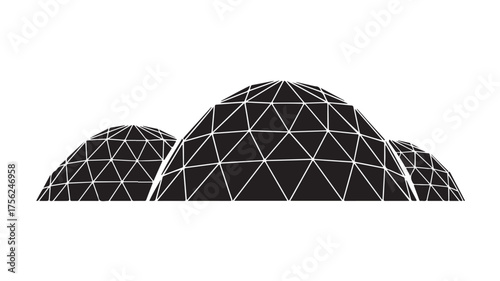 Striking geometric geodesic domes form a modern architectural landscape, conveying innovation and future thinking for cutting edge projects and design concepts