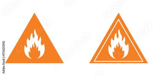 Flammable & Non-Flammable Material Safety Icons – Fire Hazard Warning Symbol Set in Vector Format