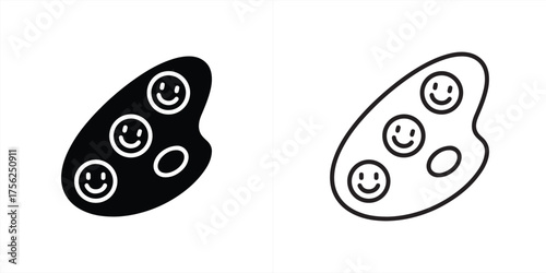 Vector art of two palettes with smiley faces, one filled and one outline