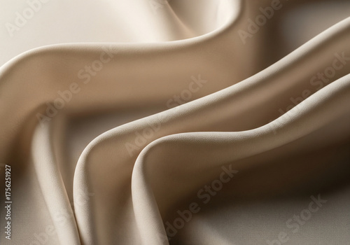 Elegant beige fabric waves close-up Textured background for design and aesthetics