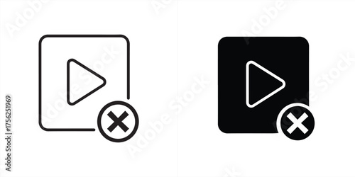 Vector art of play button with a cross symbol