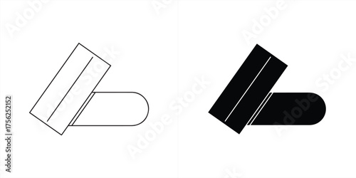 Vector art of two icons of a stamp, one black and white outline, one solid black