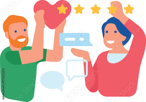 Happy Customer Rate Five Stars. Person
