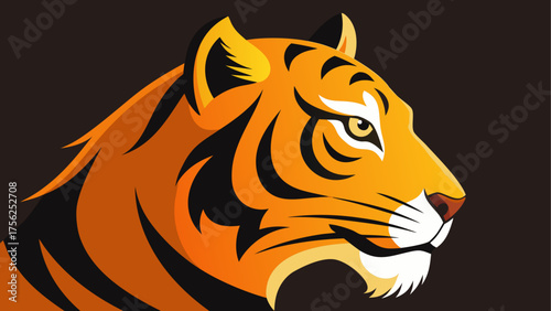 Illustration of a tiger head in profile