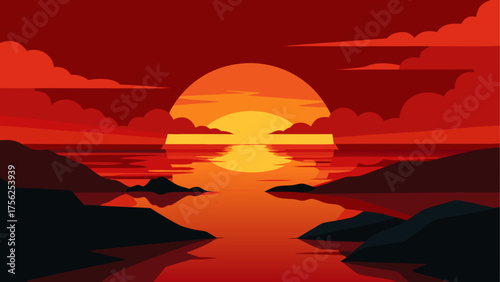 Sunset reflection over the serene waterscape