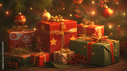 christmas tree with gift boxes