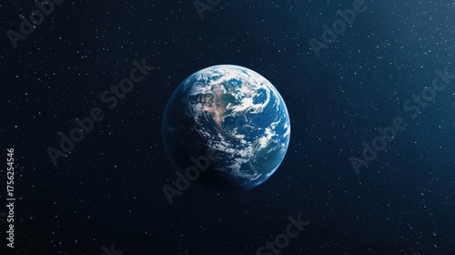A stunning view of Earth from space, showcasing the blue oceans and landmasses surrounded by a starry backdrop.