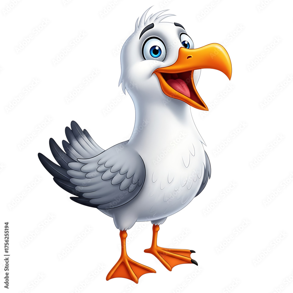 Obraz premium Cartoon seagull isolated on transparent background