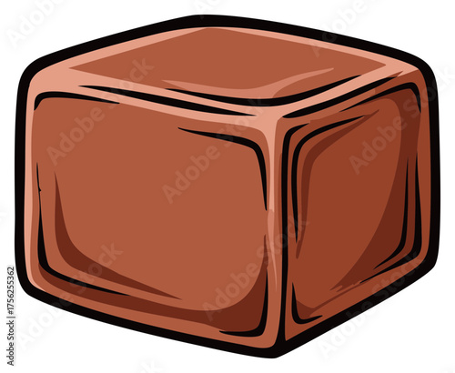 Stylized Chocolate Cube Candy Brown Sweet Food Vector Illustration