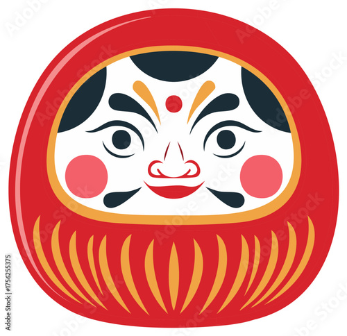 Japanese Daruma doll with traditional painted face symbolizing good luck and perseverance