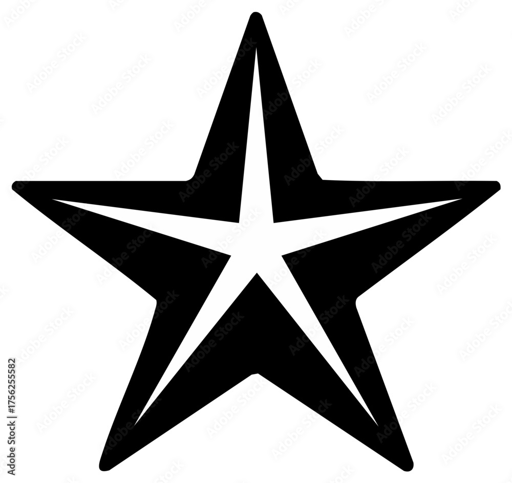 Fototapeta premium Bold Black Five-Pointed Star Symbol with Sharp Angles