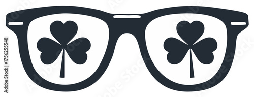 Silhouette Glasses with Shamrock Reflection for St Patrick's Day Celebration and Festive Irish Symbolism