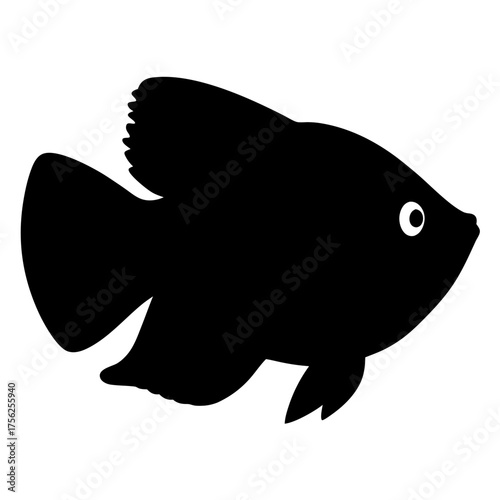 Vector art of silhouette of a gourami fish, a common freshwater aquarium pet