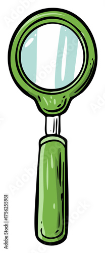 Cartoon magnifying glass illustration for search and investigation