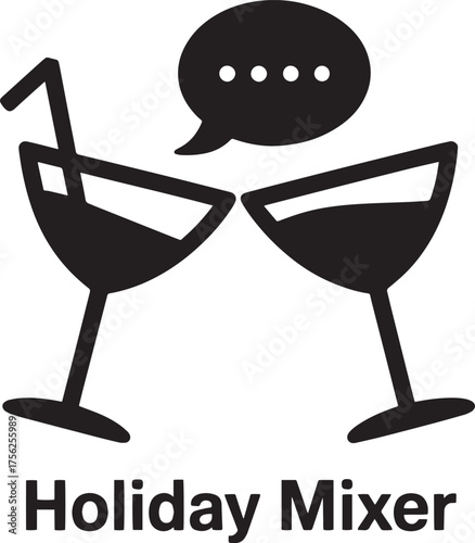 Holiday Mixer Icon: Two Cheers with Speech Bubble Symbolizing Social Gathering