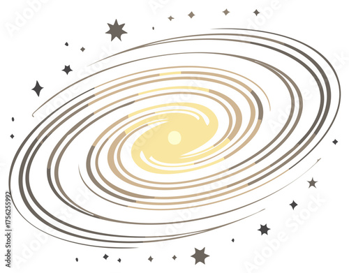 Abstract spiral galaxy vector illustration with celestial stars in the cosmos