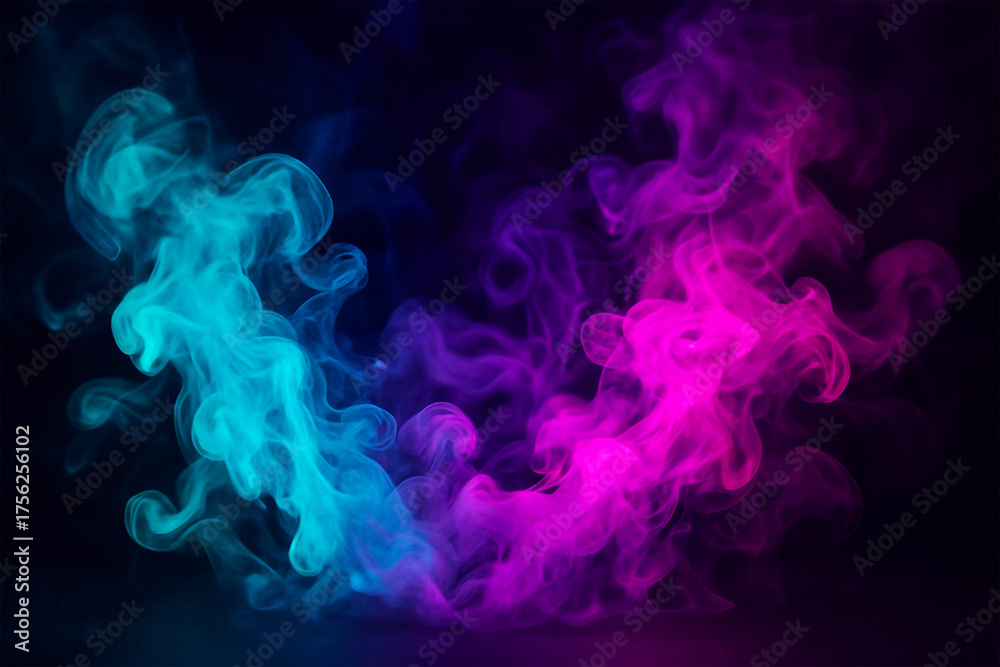 Fototapeta premium Colorful Abstract Smoke in Blue and Pink on Dark Background
