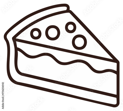 Simplified Cheesecake Slice Outlined for Menu Designs and Dessert Icons