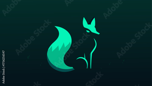 Silhouette of a fox with a fluffy tail