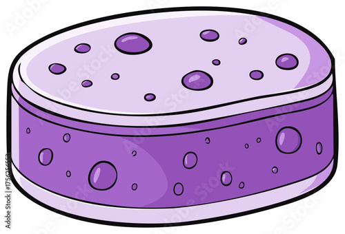 Vibrant purple oval candy lozenge with bubbly texture and smooth sides cartoon