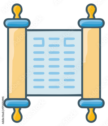 Ancient Scroll Illustration Featuring Cylinders and Text Lines, Emphasizing Heritage and Historical Text Display